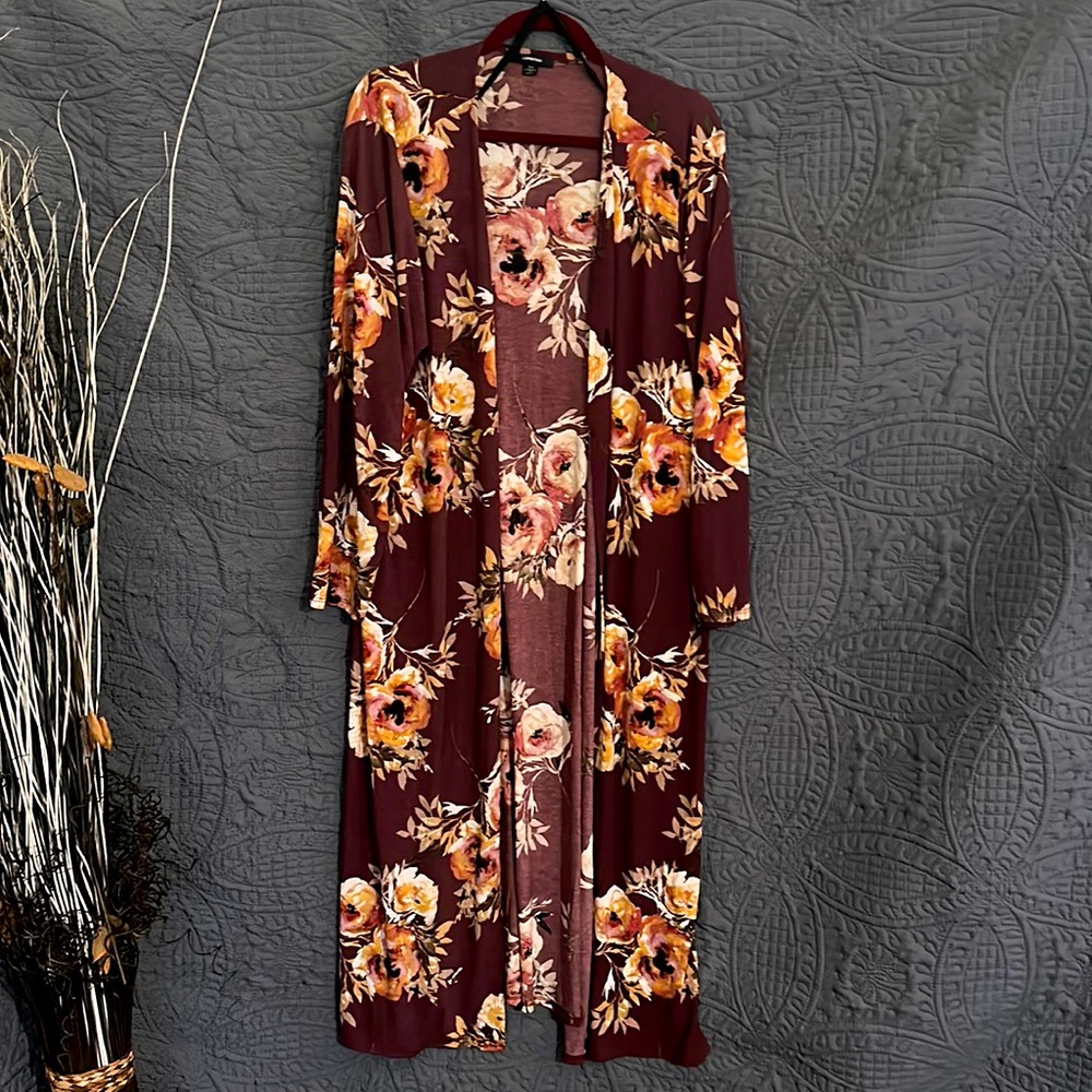 Long Floral Cardigan